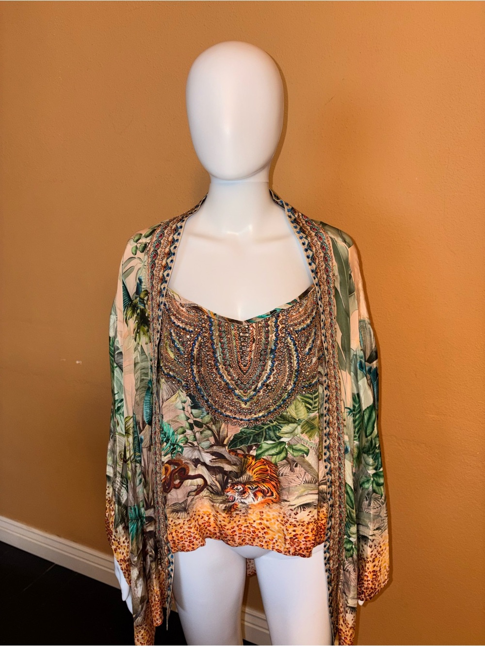 Barcelino Floral Tropical Tank Top with Matching Jacket